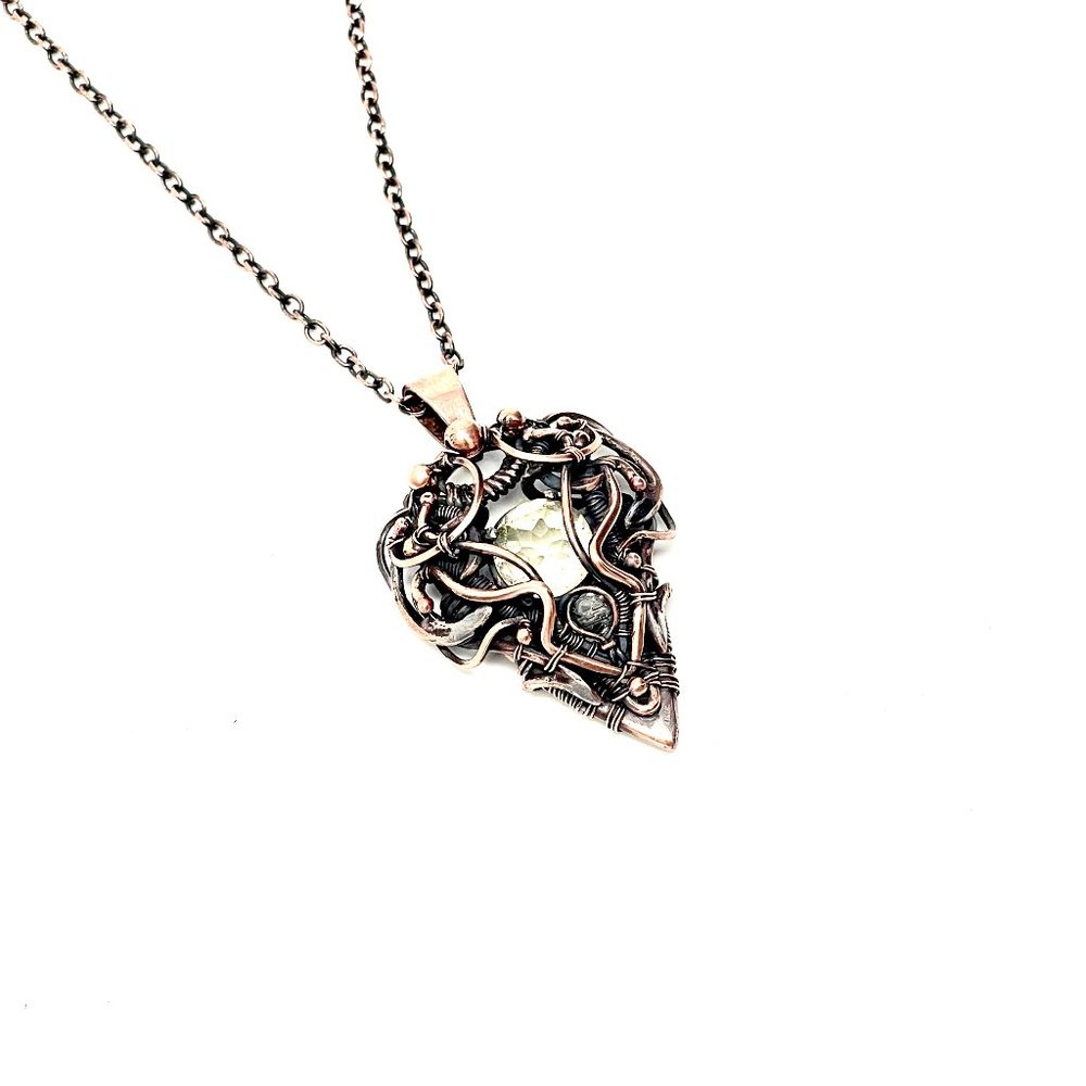 Citrine crystal gemstone copper wire wrapped handmade